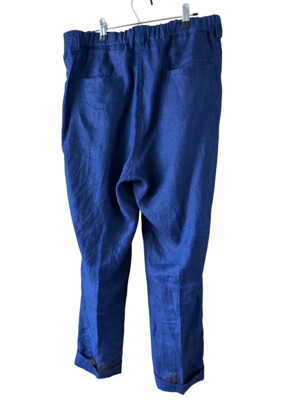Blue Blue Japan Mens Pleated Cuffed Trousers Elasticized Size 32 Linen Casual